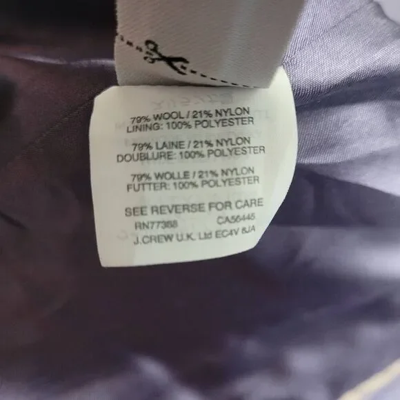 J. Crew Stadium Cloth Cocoon Lilac French Purple Wool Coat Sz 00 Nello Gori B277